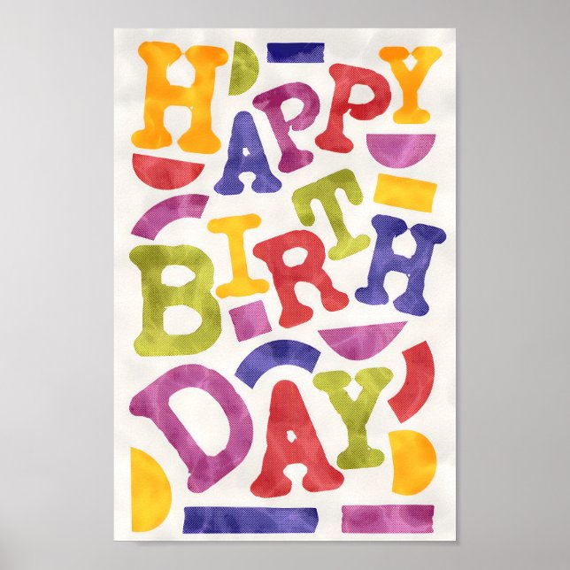 Funny, playful and colorful kids birthday poster (Front)