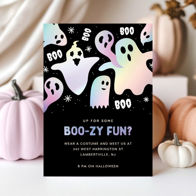 Funny Playful Boo! Colorful Ghost Halloween Party  Invitation (Creator Uploaded)