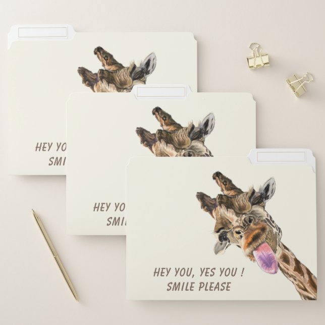 Funny Playful Giraffe File Folder - Custom Text (Set)