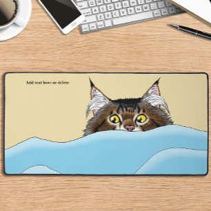 Funny Playful Yellow Tabby Cat Morning Humour Desk Mat