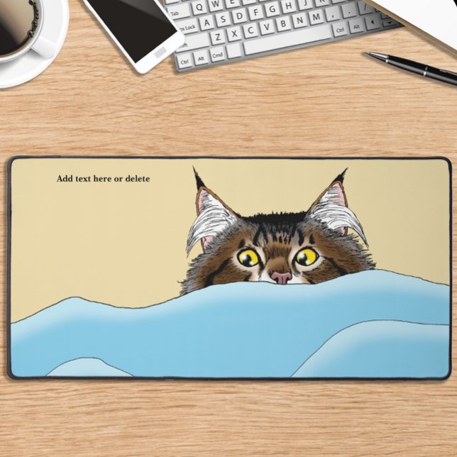 Funny Playful Yellow Tabby Cat Morning Humour Desk Mat (Creator Uploaded)