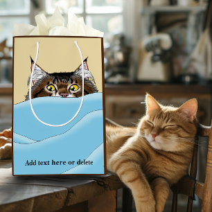 Funny Playful Yellow Tabby Cat Morning Humour Medium Gift Bag