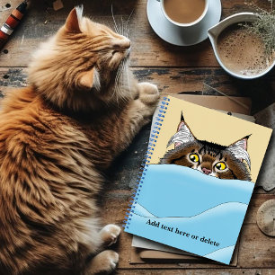 Funny Playful Yellow Tabby Cat Morning Humour Notebook