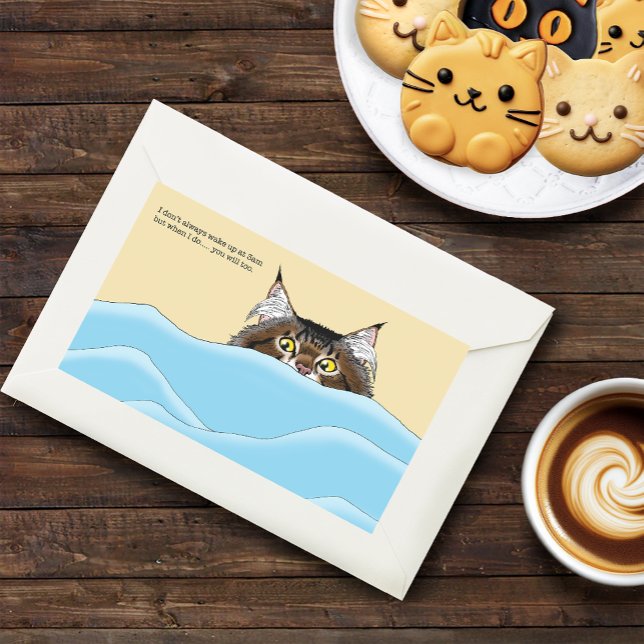 Funny Playful Yellow Tabby Cat Morning Humour Rectangular Sticker (Creator Uploaded)
