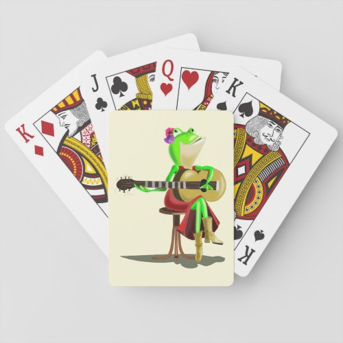 Funny Playing Cards Gift with Frog Playing Guitar