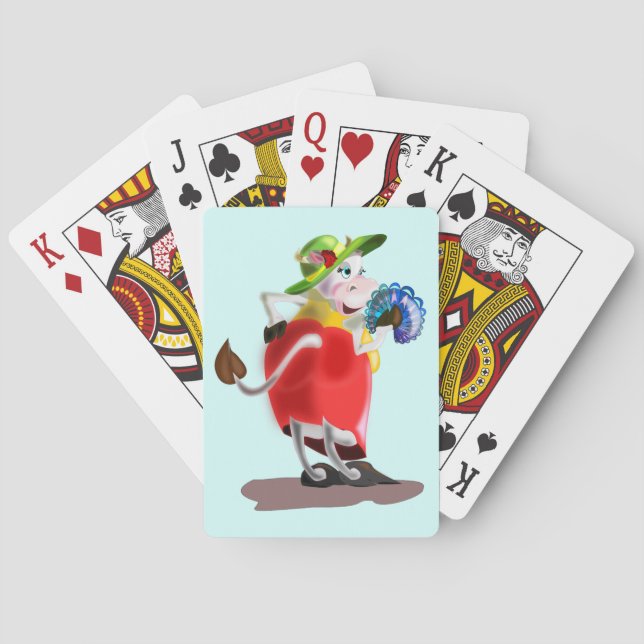 Funny Playing Cards with Modern Cow (Back)