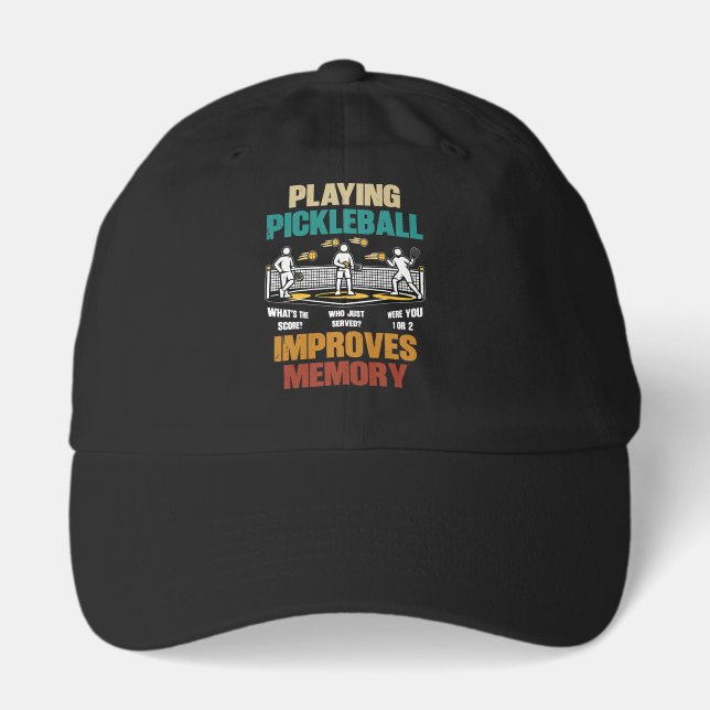 Funny Playing Pickleball Improves Memory Gift Idea Hat (Front)