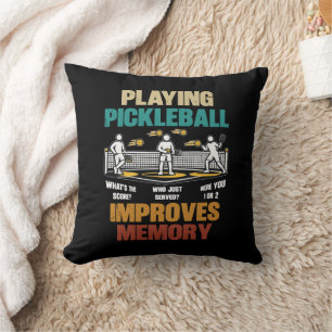 Funny Playing Pickleball Improves Memory Gift Idea Throw Pillow