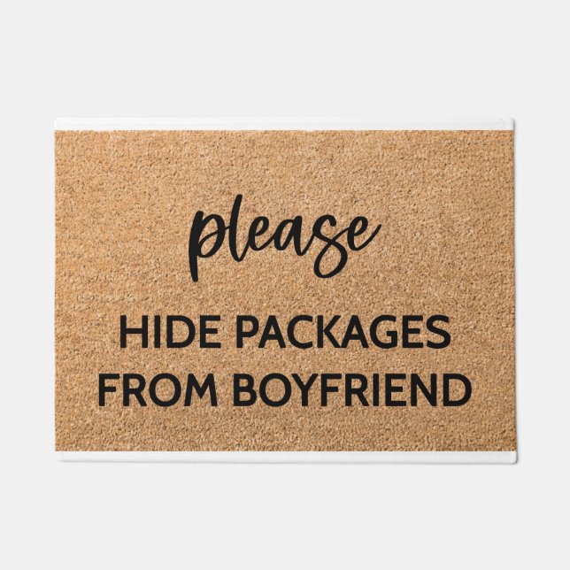 Funny Please Hide Packages From Boyfriend Doormat (Front)