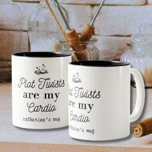 Funny Plot Twists Are My Cardio Book Lovers Two-Tone Coffee Mug