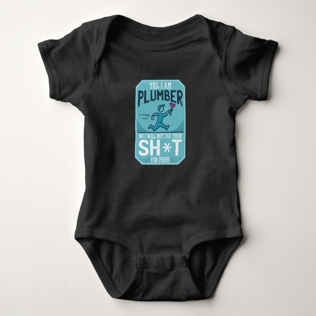 Funny Plumber Baby Bodysuit (Front)