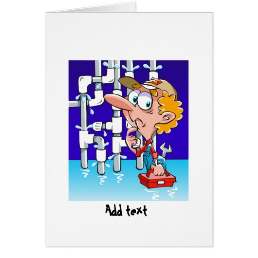 Funny Plumber cartoon personalized Cards (Front)