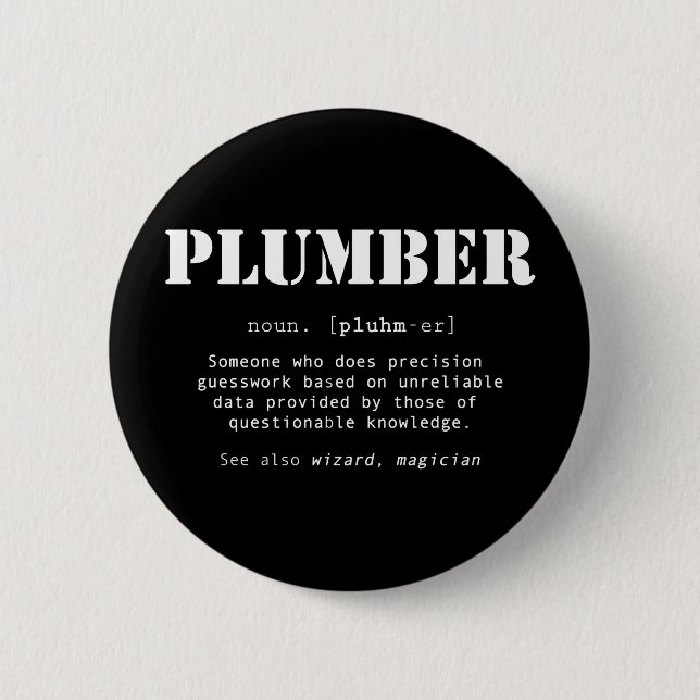 Funny Plumber Dictionary Definition Button (Front)