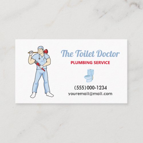 Funny Plumber Doctor Contractor Plumbing Service Business Card