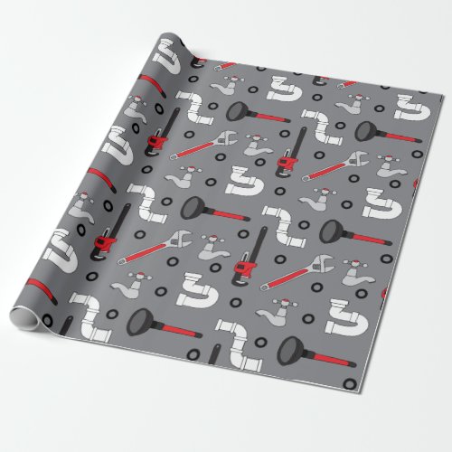 Funny Plumber Plumbing Tools Birthday Wrapping Paper