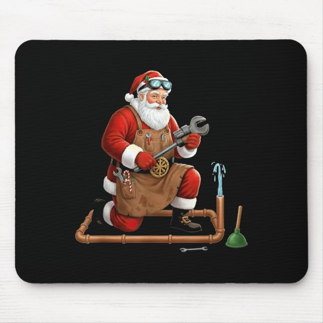 Funny Plumber Santa Christmas Graphic  Mouse Pad (Front)