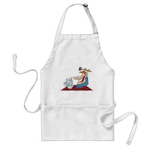 Funny Plumber Unblocking A Toilet Adult Apron