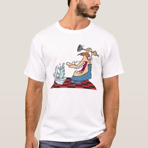 Funny Plumber Unblocking A Toilet T_Shirt