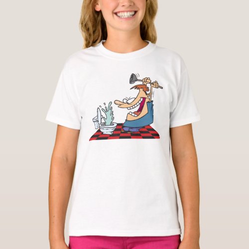 Funny Plumber Unblocking A Toilet T_Shirt
