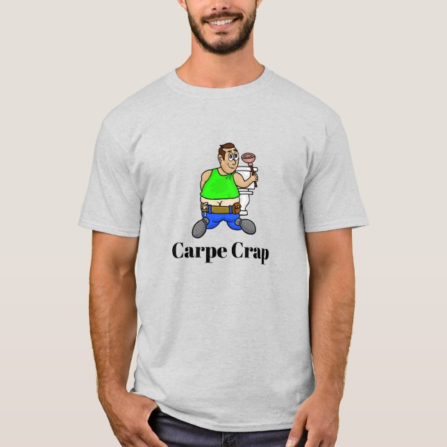 Funny Plumber Unplugging Toilet T-Shirt (Front)