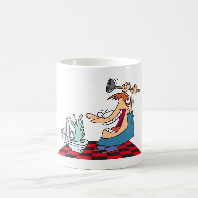 Funny Plumber with Toilet Plunge Humor Coffee Mug (Creator Uploaded)