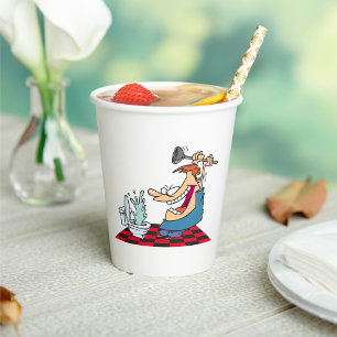 Funny Plumber with Toilet Plunge Humor Paper Cups