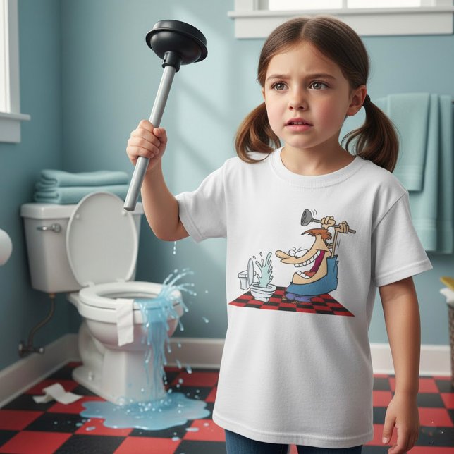 Funny Plumber with Toilet Plunge Humor T-Shirt (Creator Uploaded)