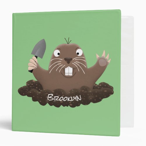 Funny pocket gopher digging cartoon illustration 3 ring binder