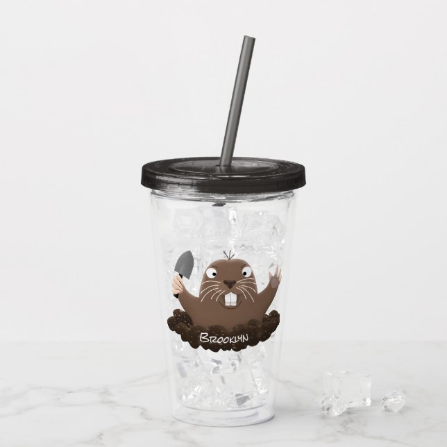 Funny pocket gopher digging cartoon illustration acrylic tumbler (Back Ice)