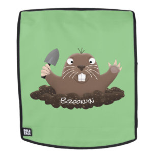 Funny pocket gopher digging cartoon illustration backpack