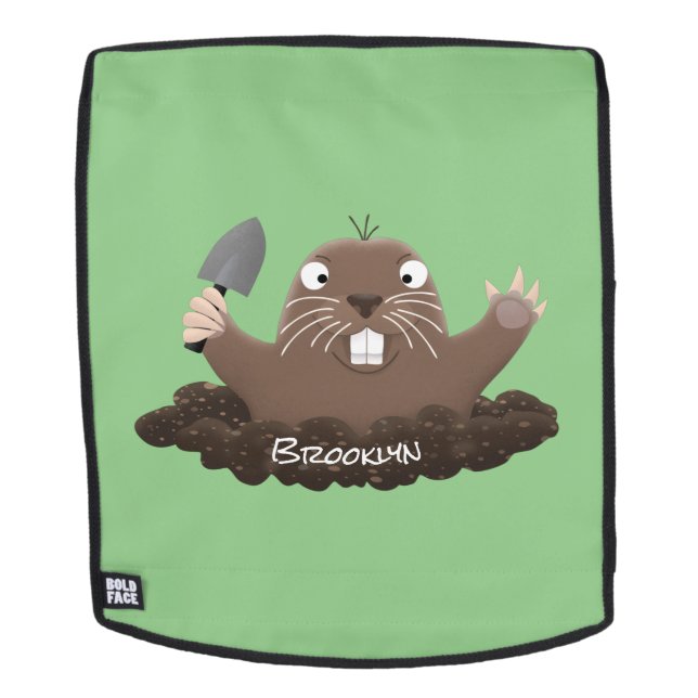 Funny pocket gopher digging cartoon illustration  backpack (Removable Face)