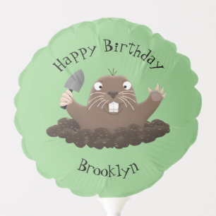 Funny pocket gopher digging cartoon illustration balloon