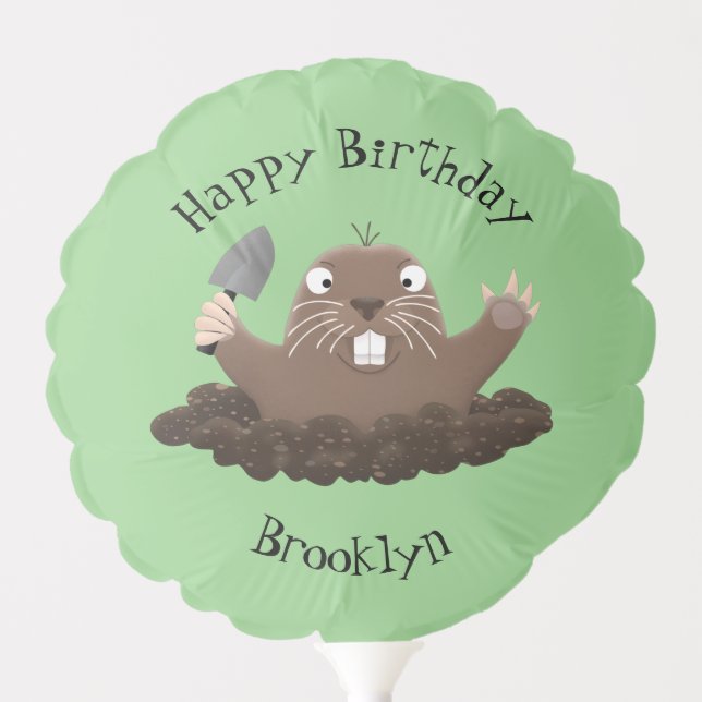 Funny pocket gopher digging cartoon illustration balloon (Front)