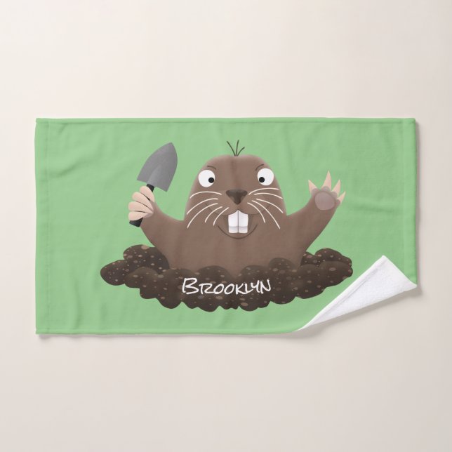 Funny pocket gopher digging cartoon illustration  bath towel set (Hand Towel)