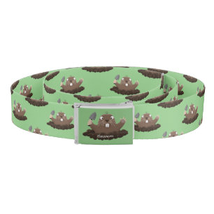 Funny pocket gopher digging cartoon illustration  belt