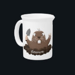 Funny pocket gopher digging cartoon illustration beverage pitcher<br><div class="desc">This cute funny pocket gopher is digging with a trowel. Drawn in happy cartoon style.</div>