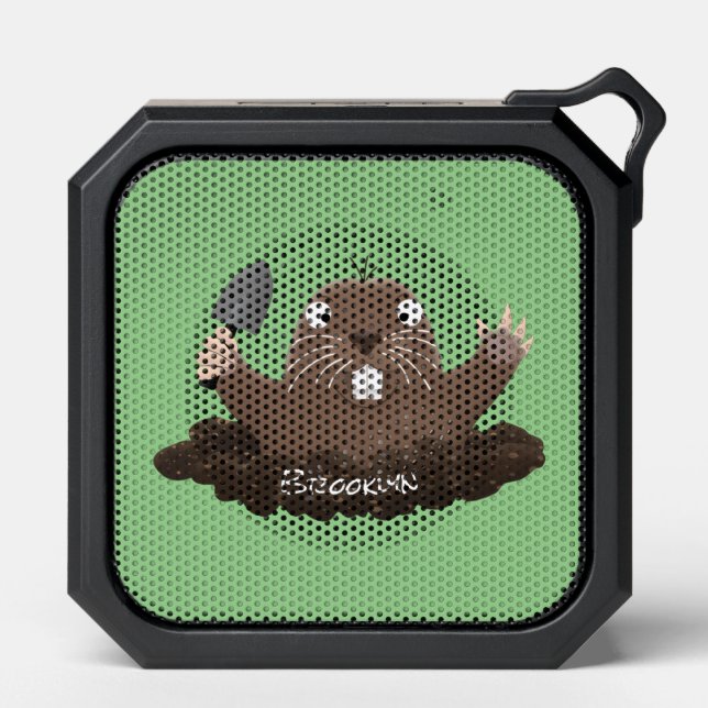 Funny pocket gopher digging cartoon illustration bluetooth speaker (Front)