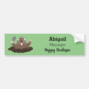 Funny pocket gopher digging cartoon illustration bumper sticker