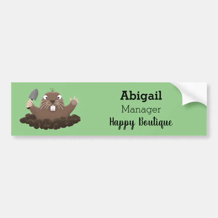 Funny pocket gopher digging cartoon illustration bumper sticker Zazzle