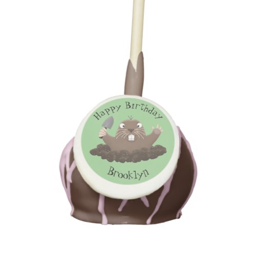 Funny pocket gopher digging cartoon illustration cake pops