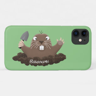 Funny pocket gopher digging cartoon illustration iPhone 11 case