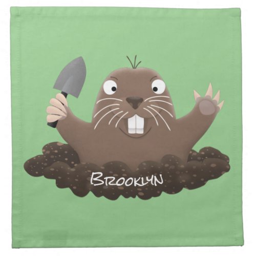 Funny pocket gopher digging cartoon illustration cloth napkin