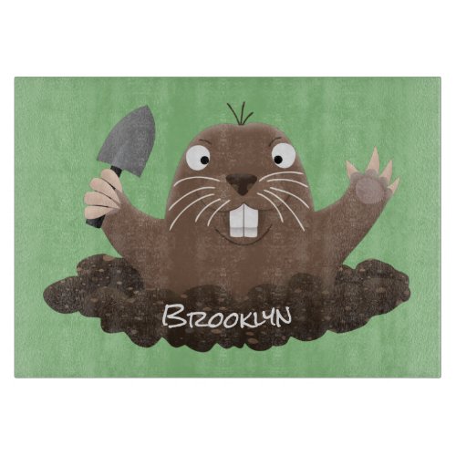 Funny pocket gopher digging cartoon illustration cutting board