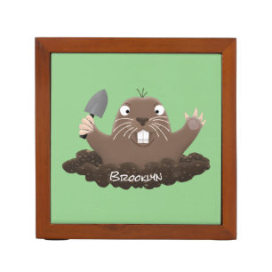 Funny pocket gopher digging cartoon illustration desk organizer