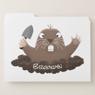 Funny pocket gopher digging cartoon illustration file folder