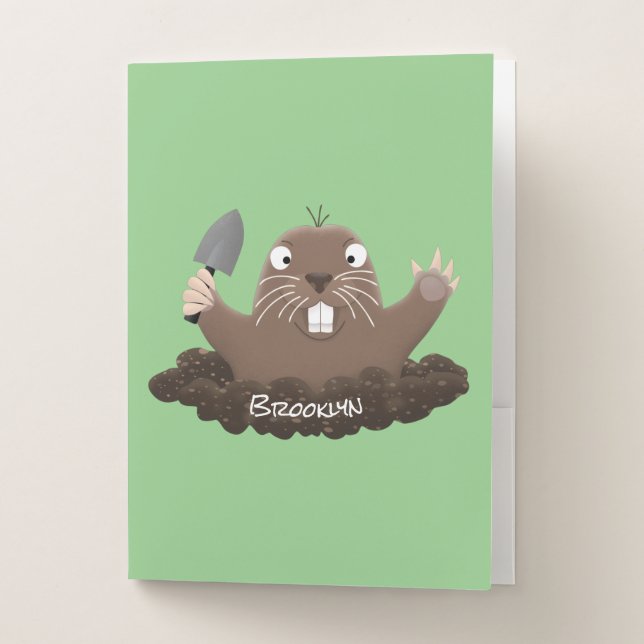 Funny pocket gopher digging cartoon illustration  folder (Front)