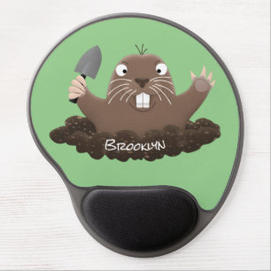 Funny pocket gopher digging cartoon illustration gel mouse pad