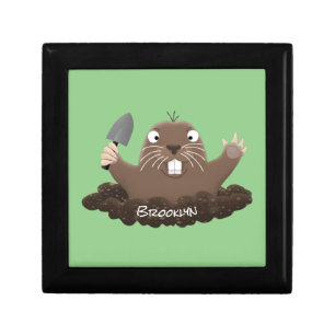 Funny pocket gopher digging cartoon illustration gift box