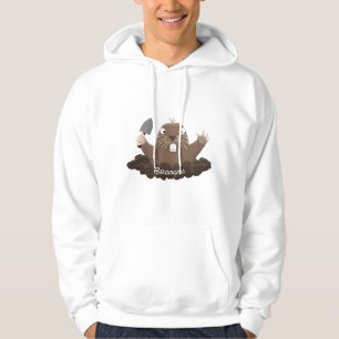 Funny pocket gopher digging cartoon illustration  hoodie