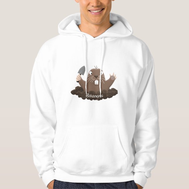 Funny pocket gopher digging cartoon illustration  hoodie (Front)